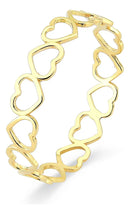 Anel Feminino De Ouro 18k Corações Vazados E Delicados