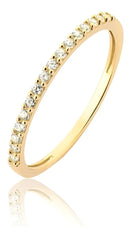 Anel Ouro 18k Solitário Meia Aliança Joia Aparador