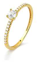 Anel Solitário Aliança Zircônias Cravejadas Ouro 18k