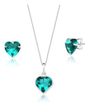 Conjunto Colar Prata 925 Corção 45m Verde Turmalina Cor Azul-turquesa