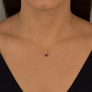 Colar Ponto De Luz Em Ouro 18k Elos Cadeado E 45cm Cor Rubi