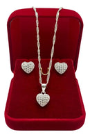 Conjunto Coração Cravejado De Prata 925 Dia Das Mães Cor Prateado