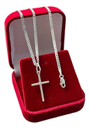 Corrente Prata 925 Pingente Crucifixo Escama De Peixe Fina