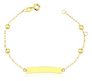 Pulseira Feminina Infantil Ouro 18k Com Chapinha E Bolinhas